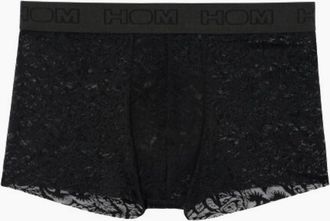 HOM Hom Mens Temptation Free Cut Lace Boxer Trunk, Black - Size: 35/34/32