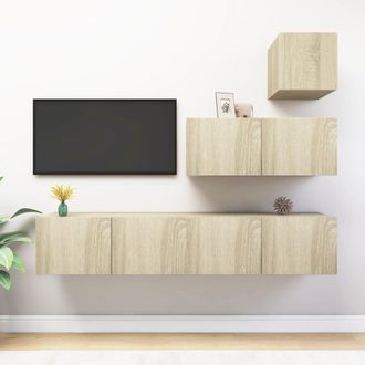 vidaXL Vidaxl - Juego De Muebles De Sal&oacute;n 4 Piezas Roble Sonoma