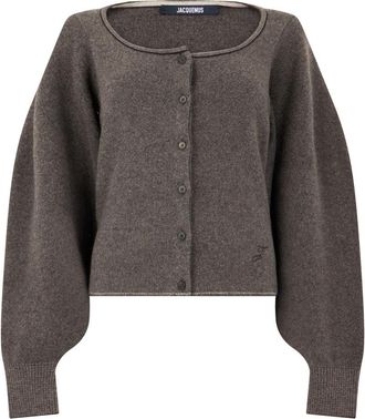 Jacquemus Cardigan met knoopsluiting en ronde hals - Dames - Vesten - Bruin - XS - Wol - Truien & Vesten