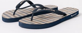 Aquascutum Mens Aquascutum Iconic Mens Flip-Flops with Club Check Print - Navy 11 - Size: UK12 eu46