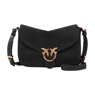 Pinko Pinko - Love Satchel Mini Suede - Dames - Tassen - Zwart - Maat: ONE Size Su&egrave;de