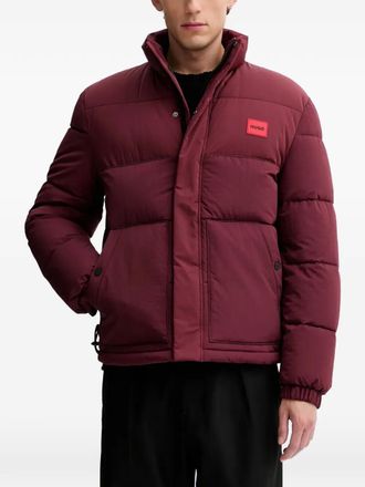 HUGO BOSS logo-patch puffer jacket - men - Polyamide/Polyester - M - Red