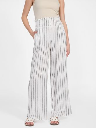 Guess Harper Striped Linen-Blend Palazzo Pants