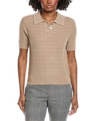 Elie Tahari Collar Rib Cashmere Polo Sweater