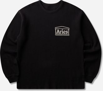 Aries Reversible Barbed Love Temple Waffle Longsleeve T-Shirt Black