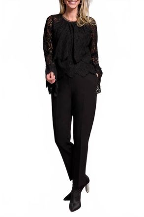 Tribal Tiered Blouse With Lined Body In Black