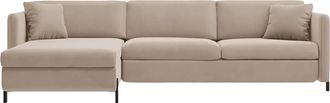 MICADONI 4-Sitzer Design Ecksofa Gloria mit Bettfunktion (160 x 205 cm) - Samtbezug Beige