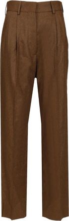 Blaz&eacute; Milano Renard Fox Broeken - Dames - Straight fit broeken - Bruin - S - Leer - Broeken