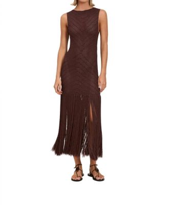 Devon Windsor Leiza Fringe Dress In Mahogany