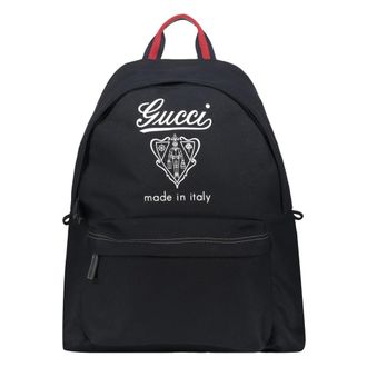 Gucci Tassen, unisex, Blauw, ONE Size, Leer, Canvas Rugzak met Logo