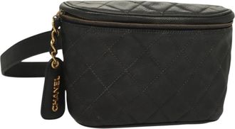 Chanel Cc Charm Belt Bag Quilted Caviar Black Leather Bag (Pre-Owned)