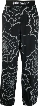 Palm Angels spider web print track pants - men - Viscose/Polyamide/Polyester/Spandex/Elastane - L - Black