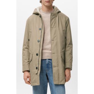 Mango Water Repellent Parka in Medium Brown at Nordstrom, Size Large