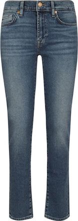 7 For All Mankind Slim Fit Jeans - Donkerblauw - Dames - Slim Fit Jeans - Blauw - W28 - Katoen - Jeans