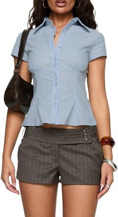 Princess Polly Body Electric Low Rise Pinstripe Shorts in Brown Pinstripe at Nordstrom, Size 10