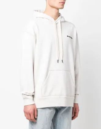 Isabel Marant Mens Marcello Logo Embroidered Hoodie Beige Clothing > Knitwear