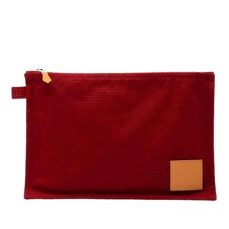 Herm&egrave;s Pre-owned Canvas Pouch - Dames - Vintage Clutch - Rood - ONE Size - Vintage