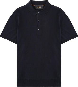 HUGO BOSS Navy Blue Solid Polo