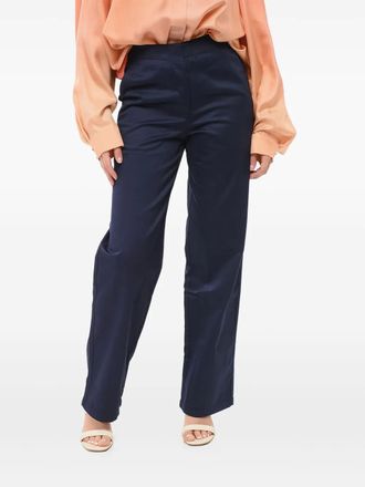 Giorgio Armani flat-front trousers - women - Cotton - 38 - Blue