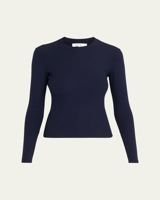 Frame Denim The Long-Sleeve Ribbed Crewneck Top