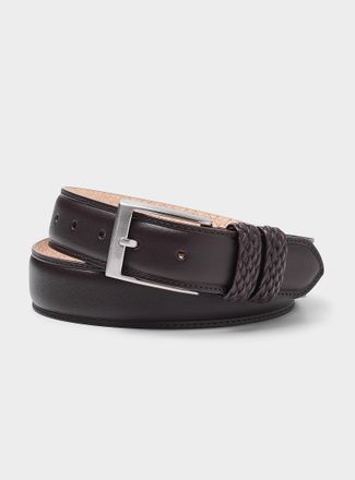 LEYVA Mens Braided-loop leather belt