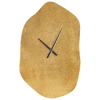 Beliani Reloj De Pared Aluminio 78x50 Cm Acabado Lat&oacute;n Forma Irregular Manecillas Negras Decoraci&oacute;n Ganges