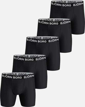 Björn Borg Mens 5-Pack Performance Boxer Briefs, Black - Black/Black - Size: 39/38/32