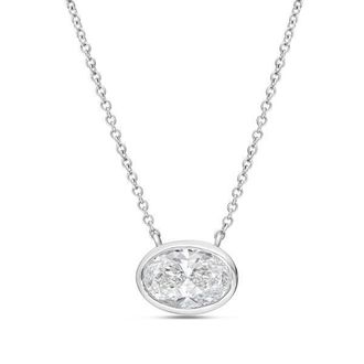 Diana M. Jewels 14kt white gold lab grown east west oval bezel pendant weighing 1.00 ct