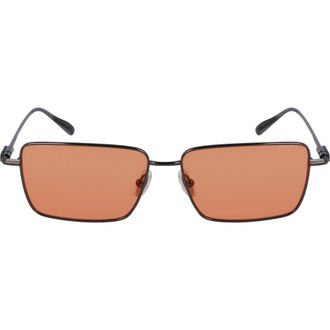 Ferragamo Gancini Evolution 57mm Rectangular Sunglasses in Dark Gun/Orange at Nordstrom Rack