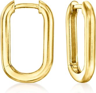 Ross-Simons Italian 18kt Gold Over Sterling Medium Paper Clip Link Hoop Earrings