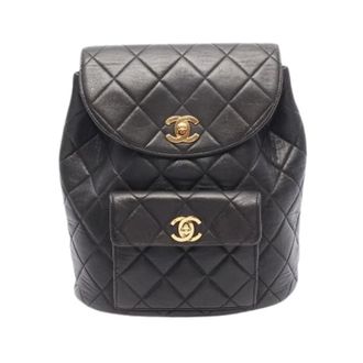 Chanel Pre-owned Lamsleer Rugzak - Dames - Pre-owned - Zwart - Maat: ONE Size Leer
