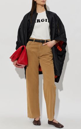 Maison Margiela Poncho With Embroidered Logo, Womens, Black