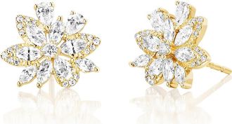 EF Collection 14k Gold Marquise Diamond Cluster Stud Earrings in 14K Yellow Gold at Nordstrom