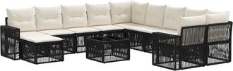 vidaXL Conjunto De Sof&aacute;s De Jard&iacute;n 12 Uds. Negro Y Blanco Crema Vidaxl