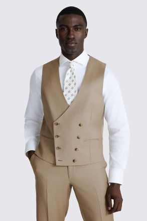 Vitale Barberis Italian Tailored Fit Taupe Twill Waistcoat