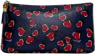 Gucci Navy Bamboo Leather Pouch (Pre-Owned)