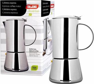 Ibili Ibili - Moka express Essential, 4 tazze, 200 ml, acciaio inossidabile, adatta per linduzione