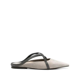 Brunello Cucinelli Pointed Ballet Flats - Dames - Slip ons - Beige - 38 EU - Schoenen