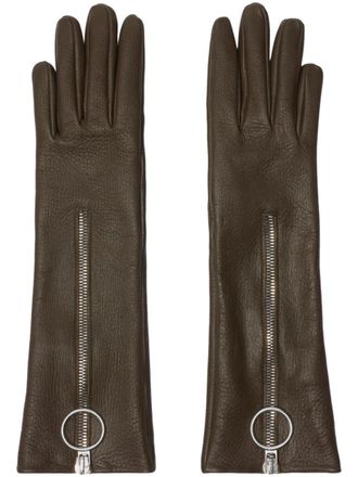 Burberry zip-up gloves - women - Calf Leather - 6.5 - Brown