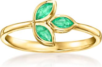 Canaria Canaria Emerald Leaf Ring in 10kt Yellow Gold