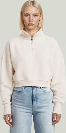 G-Star Cropped Half Zip Loose Sweater - Wit - Dames