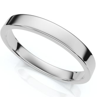 Pompeii3 3mm Flat High Polished Wedding Band 950 Platinum Size Selectable