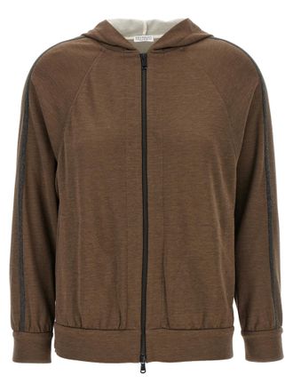 Brunello Cucinelli Womens Shiny Trims Hoodie