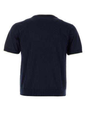 Versace Mens Navy Blue Stretch Wool Sweater 1u040navy Outer Fabric:elastane Maglieria