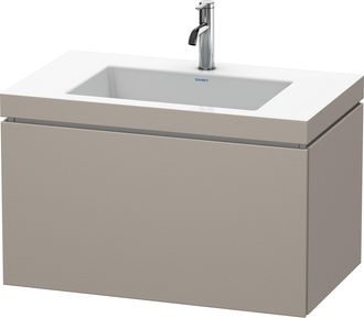 Duravit Lavabo Para Muebles Duravit L-cube C-bonded Con Base, Colgante, 80x48 Cm, 1 Extra&iacute;ble, Sin Rebosadero, 1 Agujero Para Grifo, Color: Terra Mate - Lc691