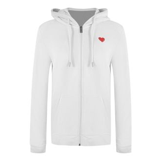 Moschino Love Moschino Small Red Heart Logo Zip White Hoodie