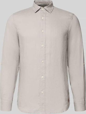 Scotch & Soda Slim Fit Leinenhemd mit Kentkragen in Hellgrau, Gr&ouml;&szlig;e XXL