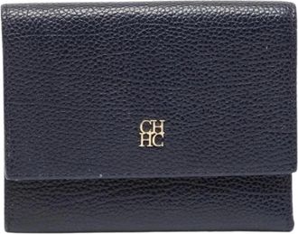 Carolina Herrera Pre-owned Trifold Wallet - Dames - Vintage Accessoires - Blauw - ONE Size - Leer - Vintage