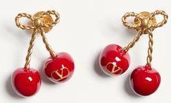 Valentino Garavani Cherryfic Metal And Enamel Earrings Woman ANTIQUE BRASS/RED UNI