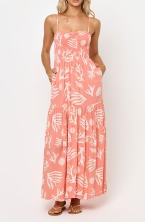 L*Space Mallorca Smocked Cover-Up Maxi Dress in Shell Or High Water at Nordstrom, Size X-Small
